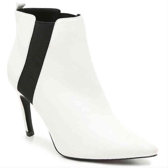 Qupid Shoes Qupid White Crinkle Black Elastic Heeled Bootie Poshmark